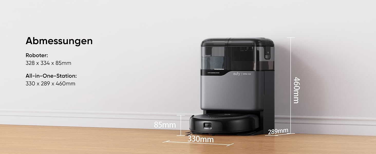 eufy Omni C20 Abmessungen 35 x 35 x 8,5 cm der dünnste eufy Staubsauger Roboter