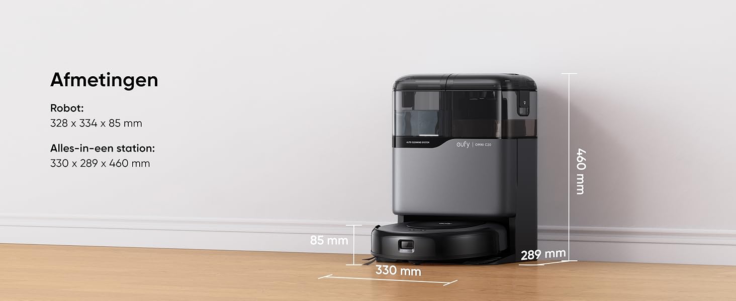 eufy Omni C20 afmetingen 35 x 35 x 8,5 cm de dunste eufy robotstofzuiger