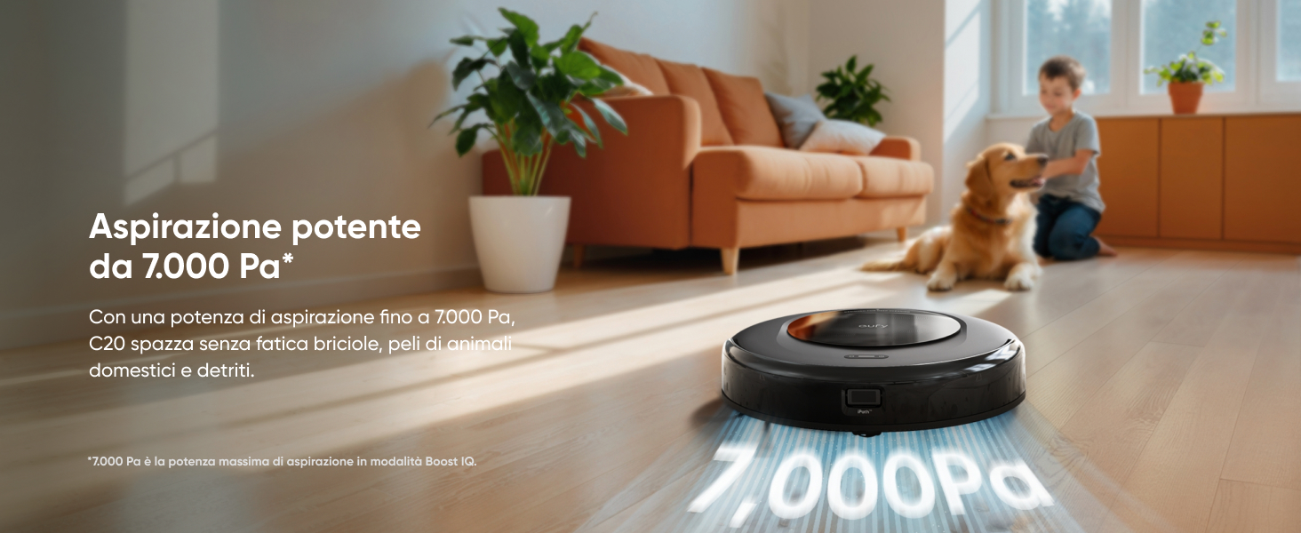 eufy Omni C20 aspirazione potente 7.000 Pa per una casa sempre pulita
