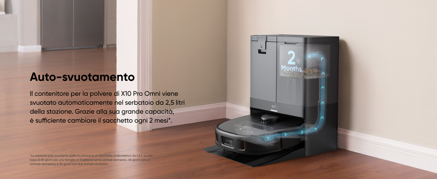 eufy X10 Pro Omni svuotamento automatico polvere