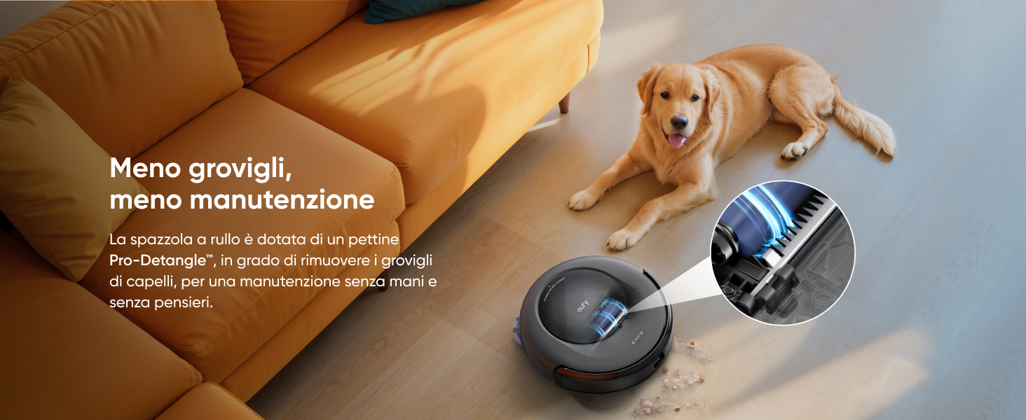 eufy Omni C20 Pro-Detangle Comb sbroglio automatico capelli e peli animali domestici