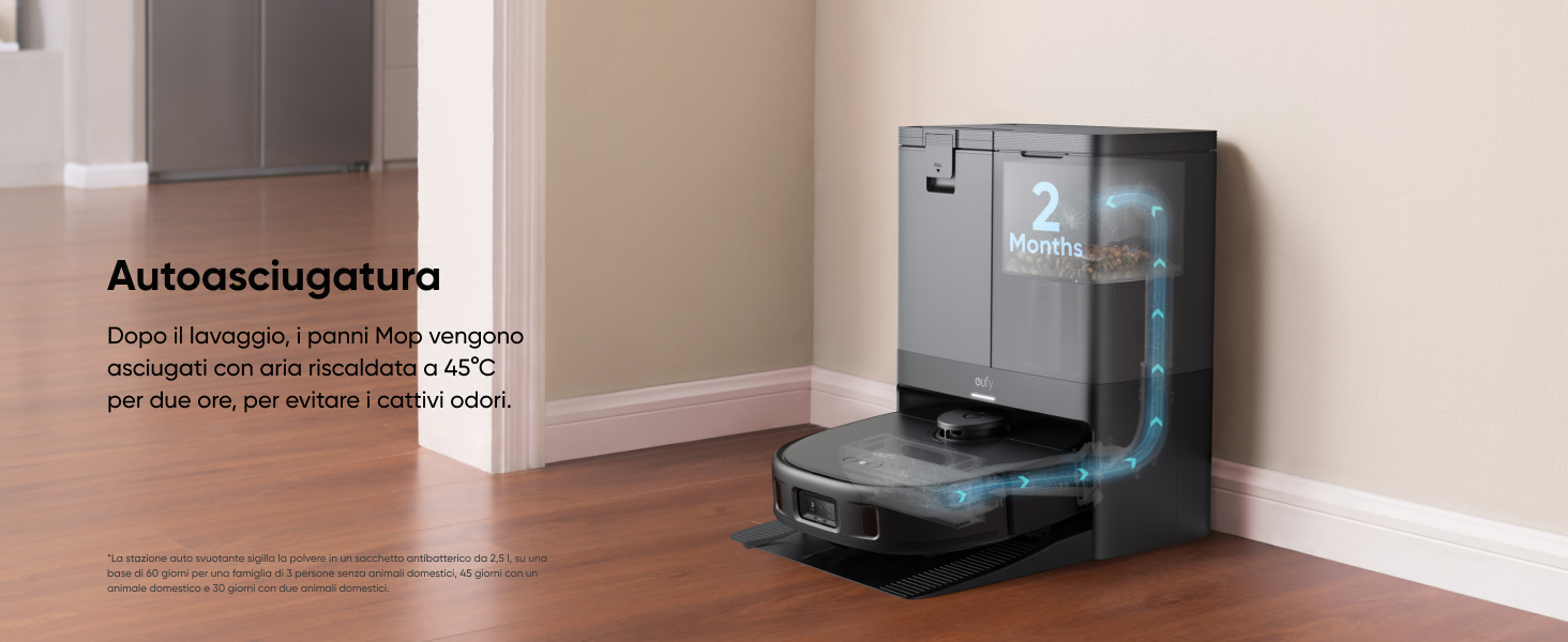 eufy X10 Pro Omni auto-svuotamento sacchetto polvere 2,5 L