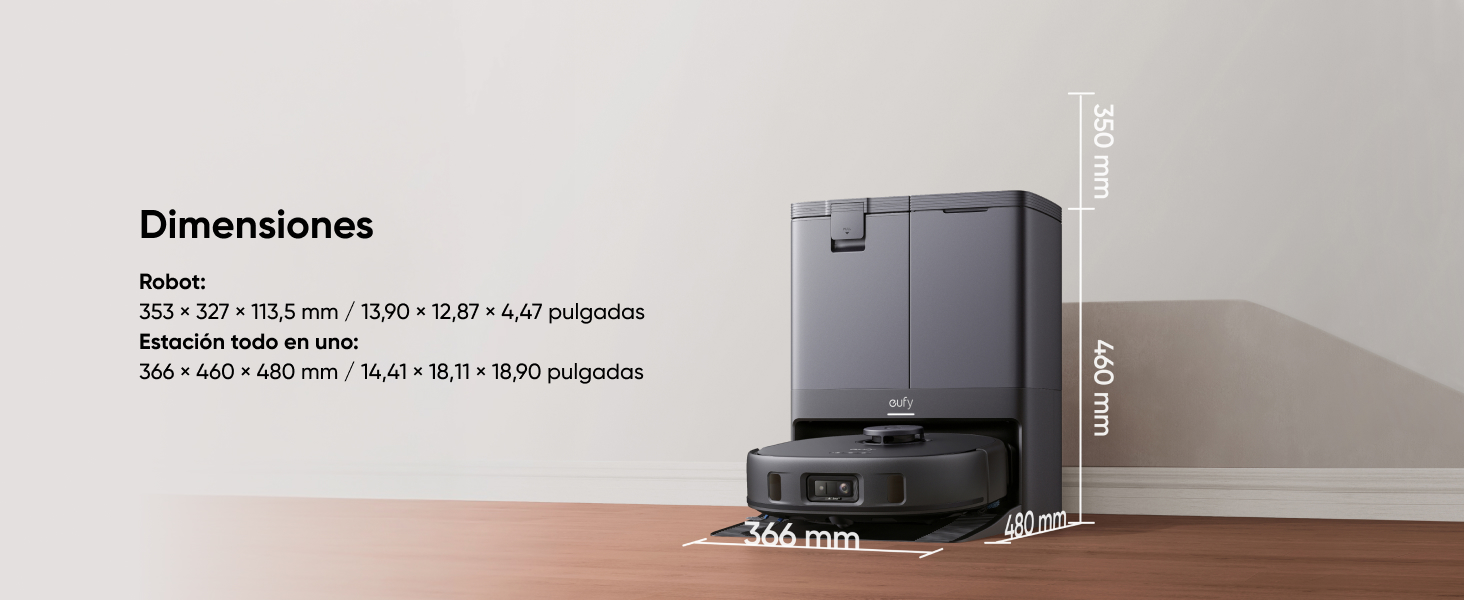 eufy X10 Pro Omni dimensiones y medidas robot y estación