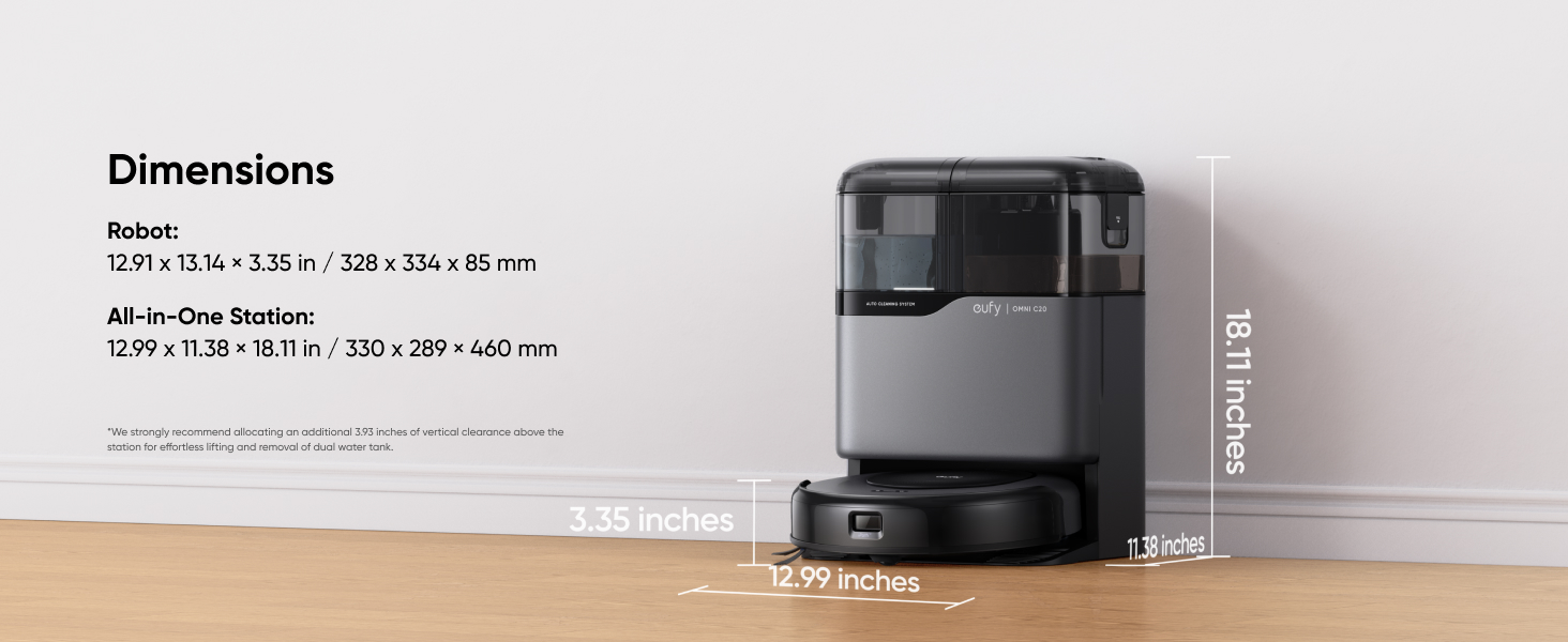 eufy Omni C20 dimensions 35 x 35 x 8.5 cm the thinnest eufy robot vacuum cleaner