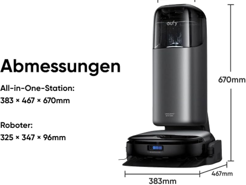 eufy S1 Pro design carré compact — dimensions et passage sous les meubles, angles à 90°, espaces étroits