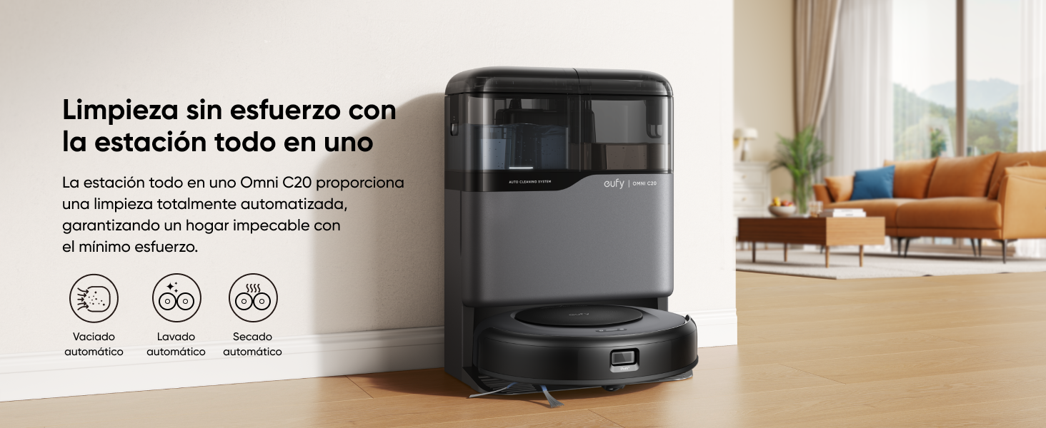 eufy Omni C20 estación todo-en-uno autovaciado autolimpieza autosecado