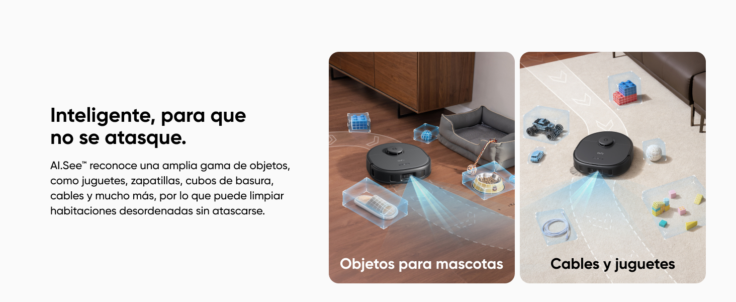 eufy X10 Pro Omni IA.See esquiva obstáculos cables juguetes zapatos