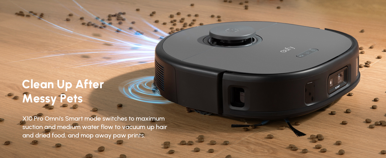 eufy X10 Pro Omni robot vacuum for homes with pets – removes pet hair effortlessly