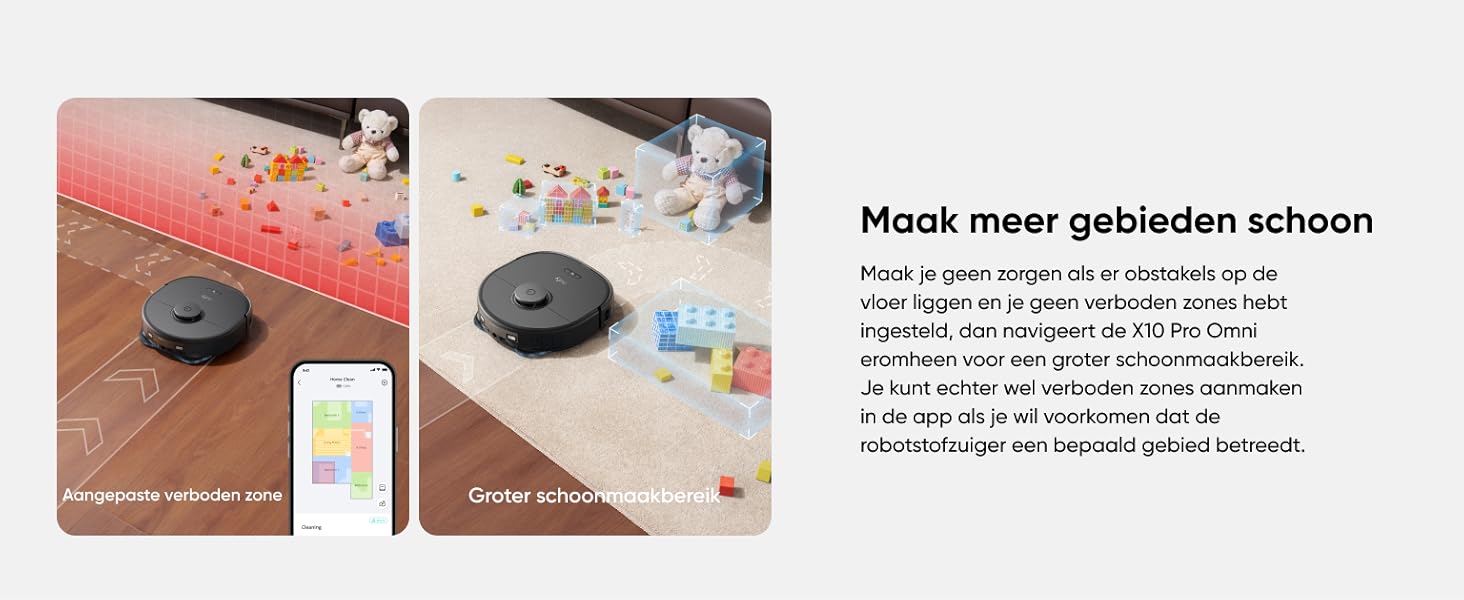 eufy X10 Pro Omni intelligente Verboden Zones via eufy Clean app