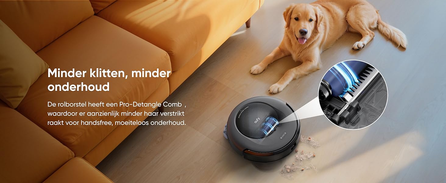 eufy Omni C20 Pro-Detangle Comb automatisch ontwarren haren en dierenharen