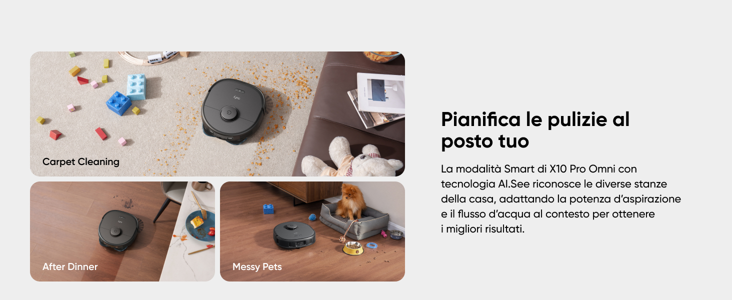 eufy X10 Pro Omni modalità smart pulizia personalizzata