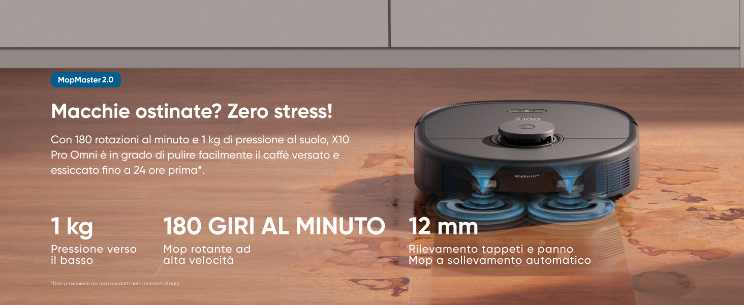 eufy X10 Pro Omni MopMaster 2.0 lavapavimenti 180 giri/min