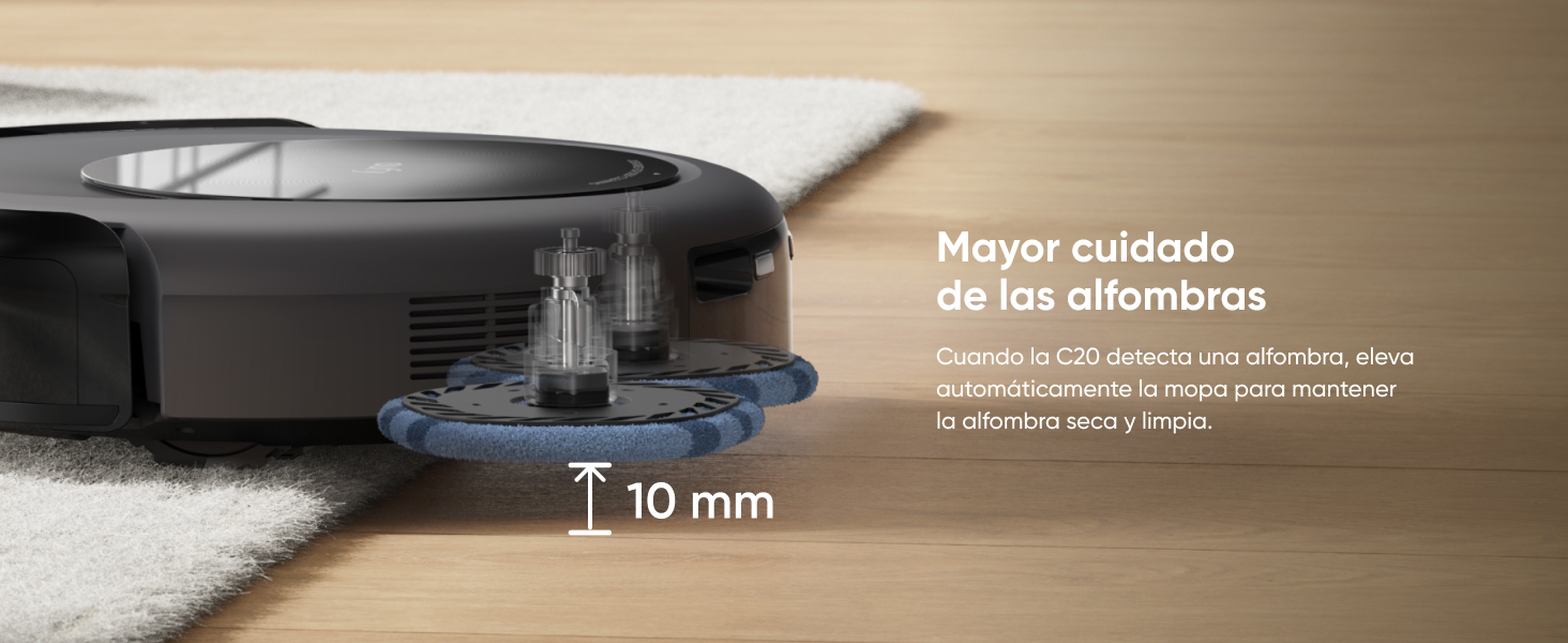 eufy Omni C20 elevación automática de las mopas sobre alfombras y moquetas