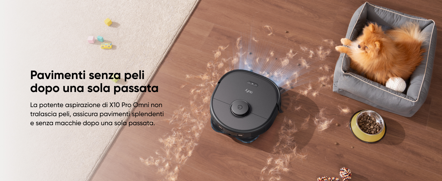 Robot eufy X10 Pro Omni per animali domestici peli gatti cani