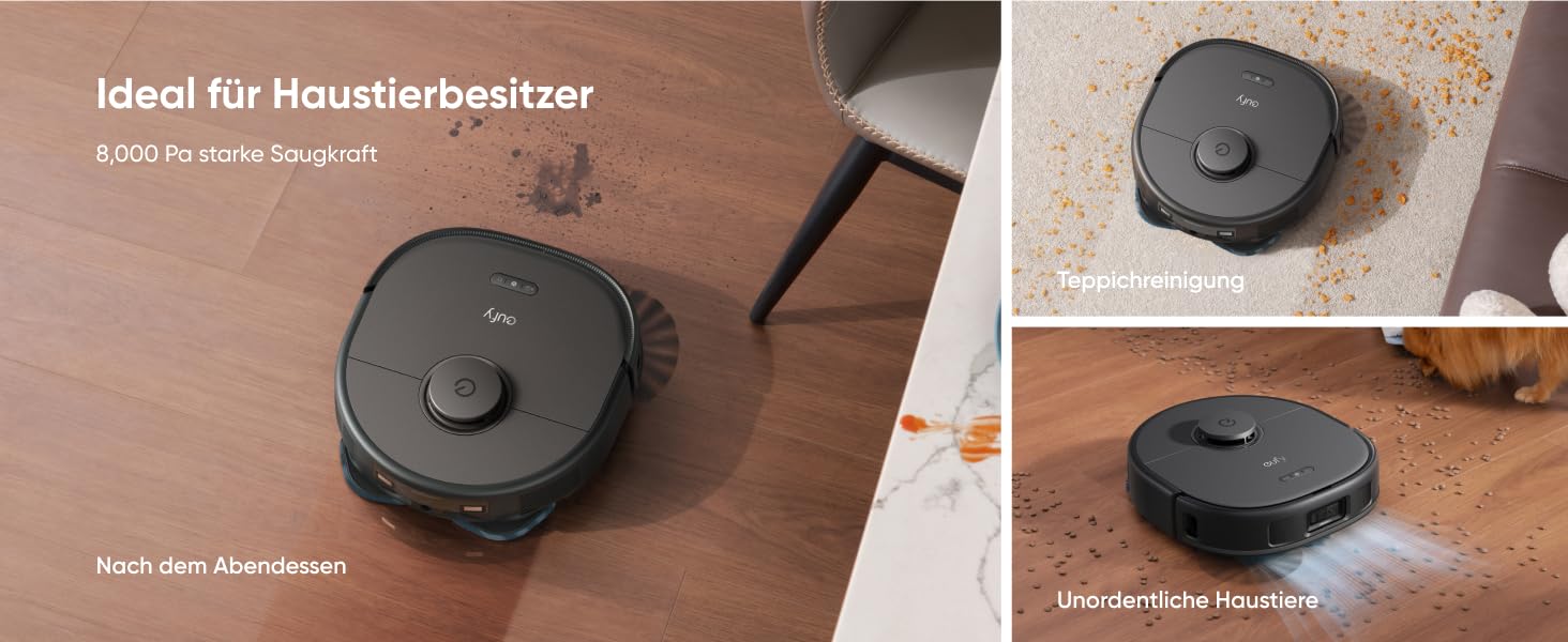 eufy X10 Pro Omni Weiß Saugroboter für Haushalte mit Haustieren – entfernt Tierhaare mühelos