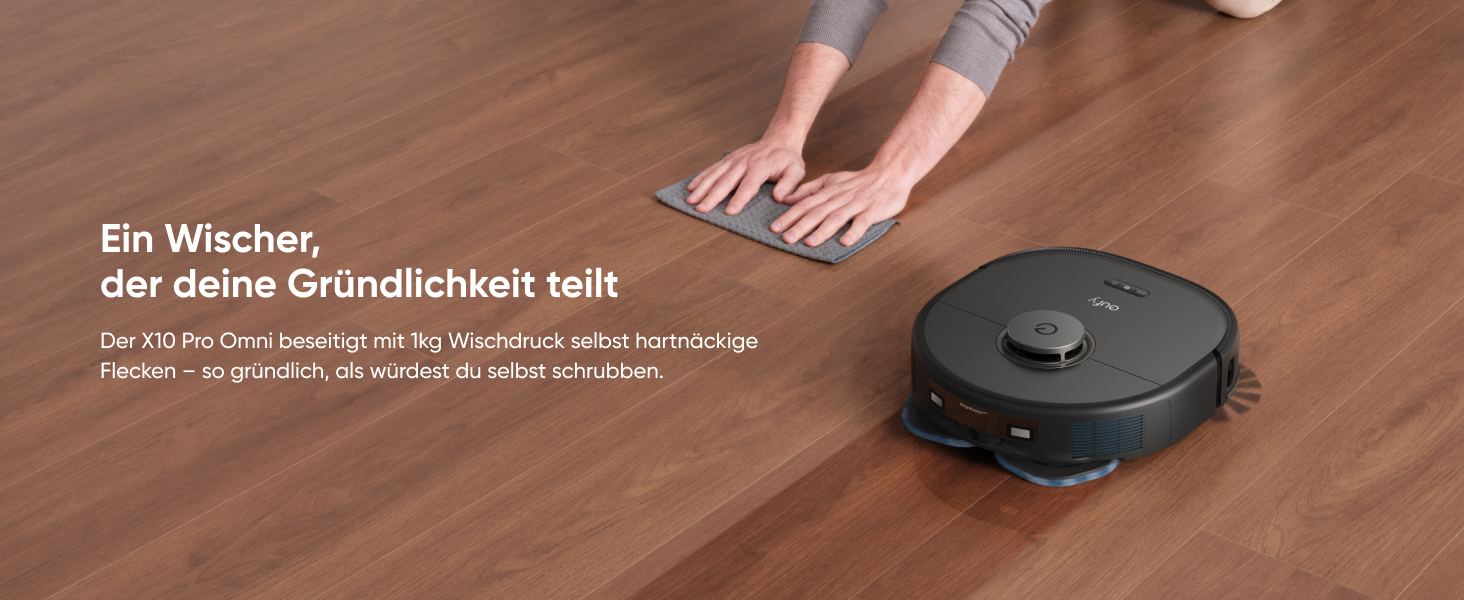 eufy X10 Pro Omni sauber wie von Hand – streifenfreies Ergebnis auf Hartböden