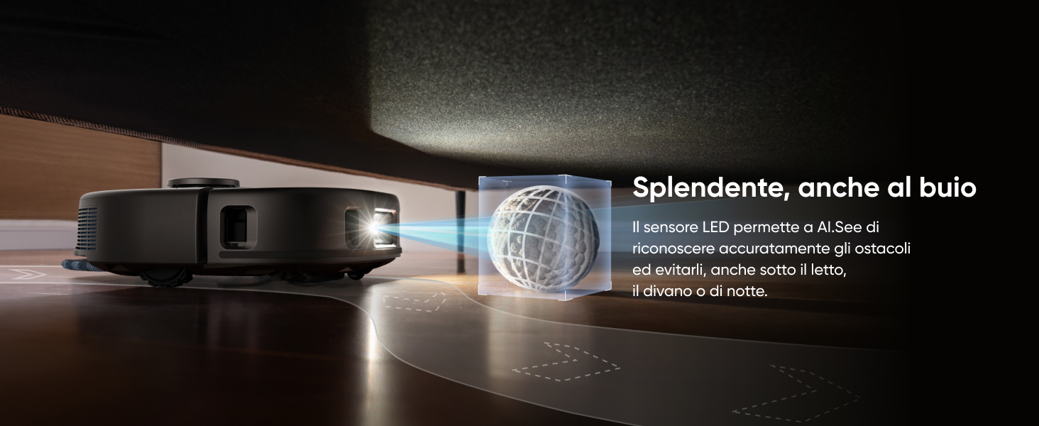 eufy X10 Pro Omni sensore LED pulizia al buio