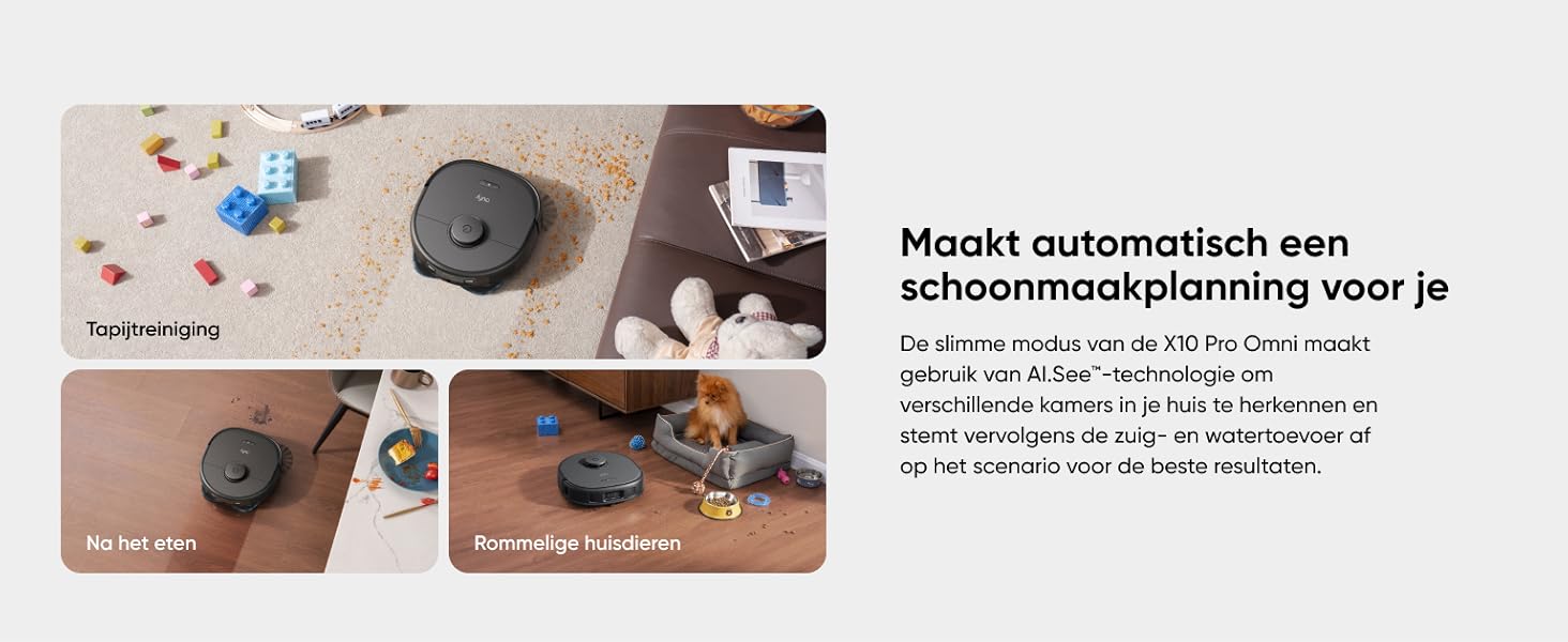 eufy X10 Pro Omni slimme reinigingsmodi aanpasbaar per kamer