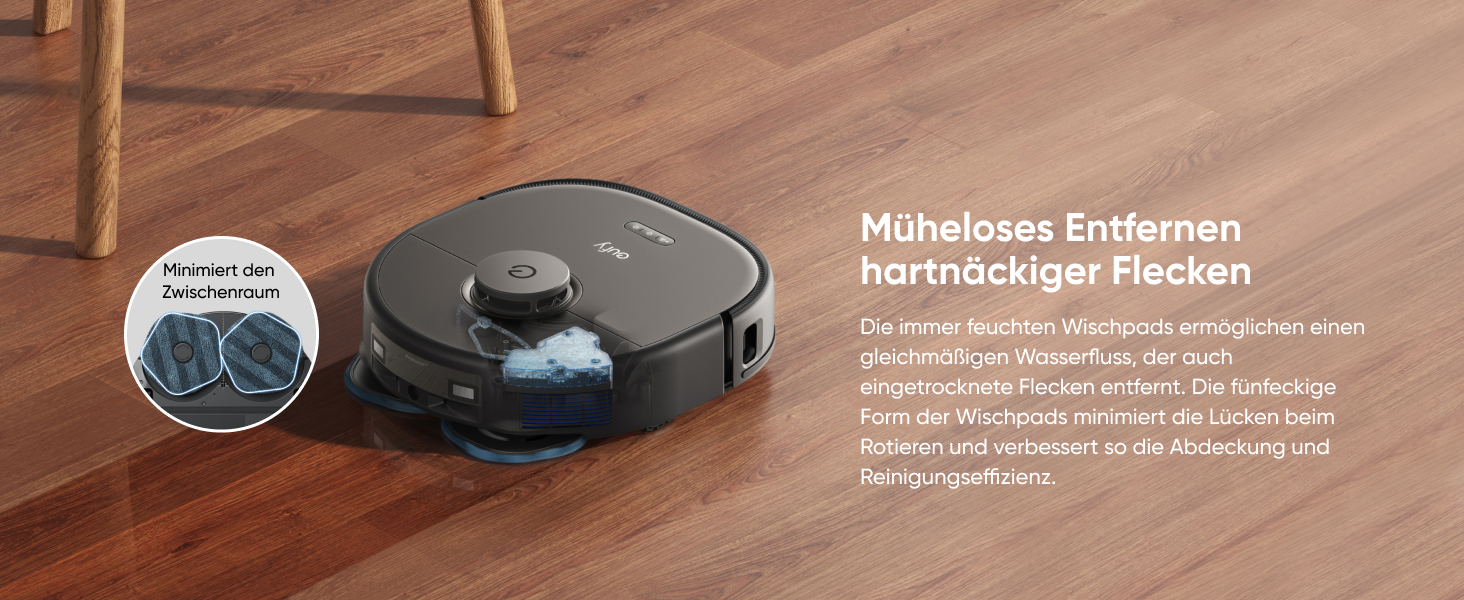 eufy X10 Pro Omni stetig feuchte Wischpads für gleichmäßiges Reinigungsergebnis