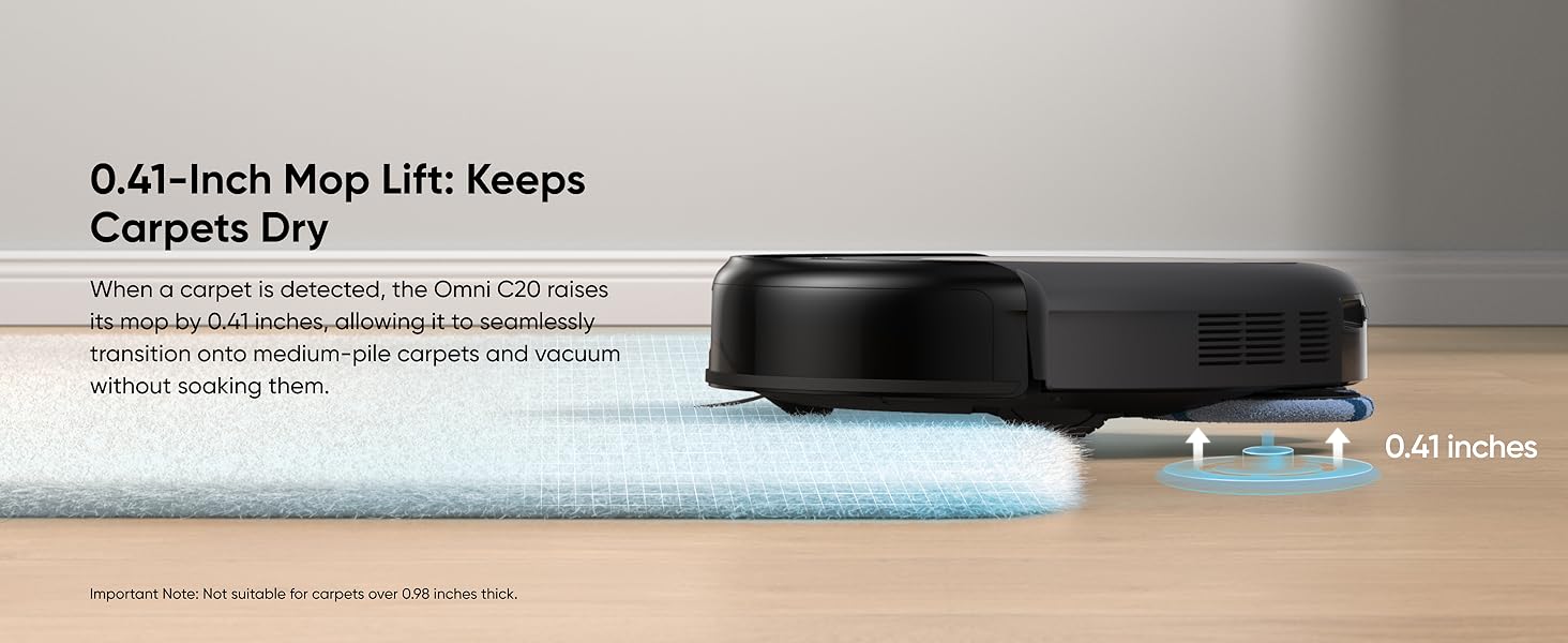 eufy Omni C20 automatisches Anheben der Wischpads auf Teppich