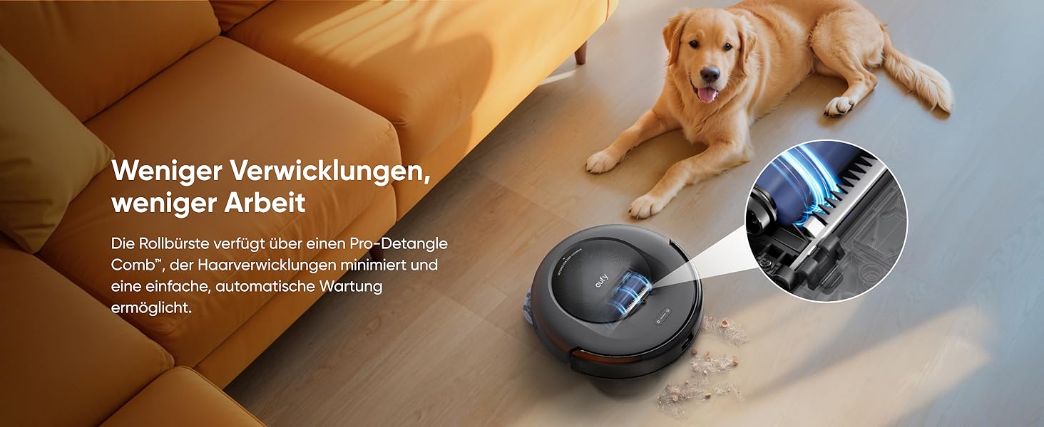 eufy Omni C20 Pro-Detangle Comb automatische Haar- und Tierhaarentfernung