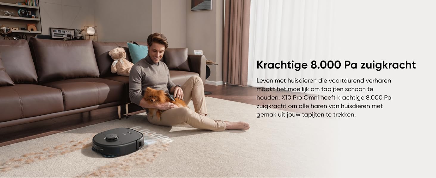eufy X10 Pro Omni 8000 Pa krachtige zuigkracht voor diepte-reiniging tapijten en harde vloeren