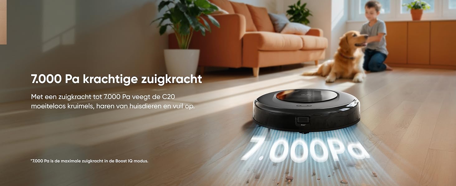 eufy Omni C20 robotstofzuiger 7000 Pa krachtige zuigkracht voor dagelijks schone vloeren