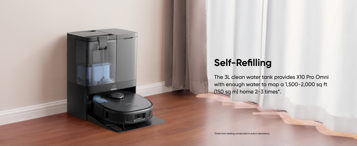 eufy X10 Pro Omni station self-refilling 3 litre clean water tank